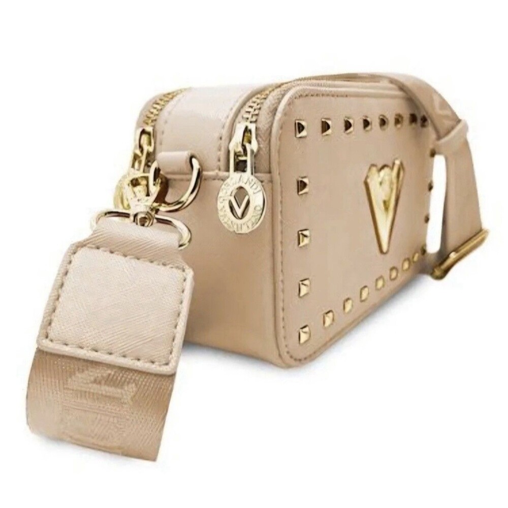 Valentino Orlandi Taupe Camera Studded Bag Gold Hardware Detach Strap NWT $159